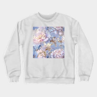 White and Blue Floral Pattern for Mother Crewneck Sweatshirt